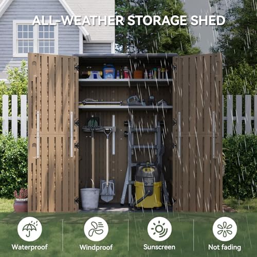 aoxun outdoor storage shed with 2 shelves &, close-up detail