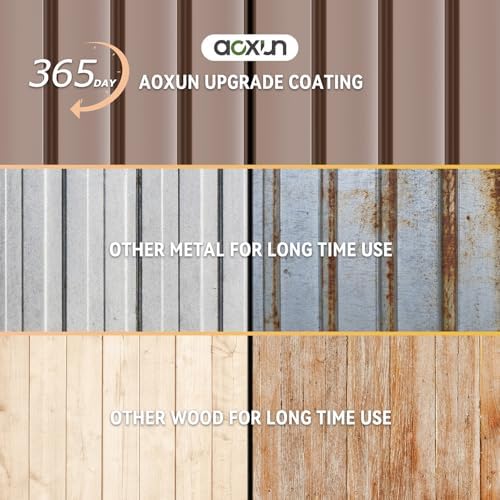 aoxun 8'x6' shed with floor galvanized steel outdoor on a desk or shelf
