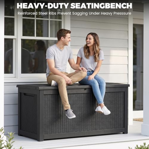 350 gallon outdoor storage box, extra large waterproof shown in use