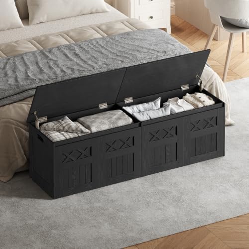 hzuaneri 59" rustic storage chest and bench | shown in use