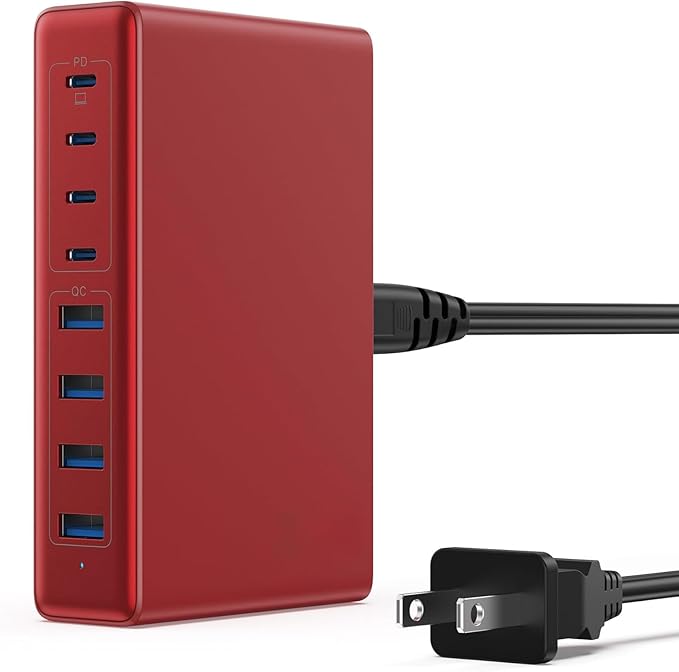 200W USB C Charger Block, 8-Ports GaN III Fast Charging Station Hub, QC4.0+PD by Ekrist