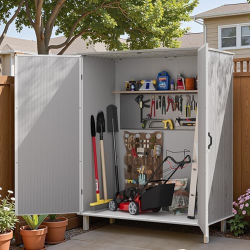 patiowell 5x3 ft plastic outdoor storage shed with shown in use