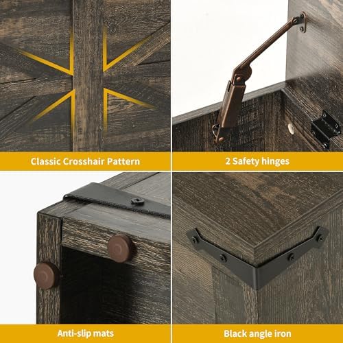 dwvo wooden storage bench, farmhouse storage chest, 39.4"l on a desk or shelf