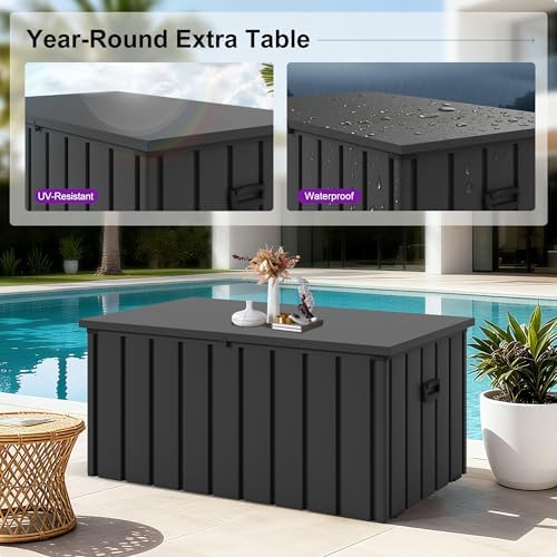 purple leaf outdoor deck box 150 gallon, waterproof, package contents