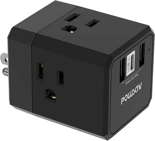 Cruise Ship Essentials, 3-Side Outlet Splitter by POWSAV