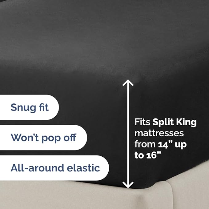 Split Head King Sheet Set – 4 Piece Flex Split Top King Sheets - Image 4