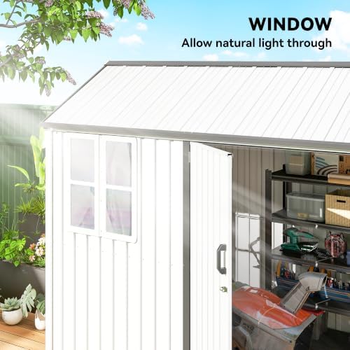 outsunny 8' x 6' outdoor storage shed metal, side view