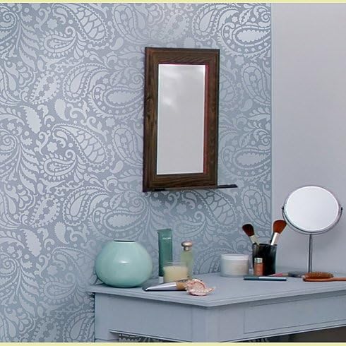 Paisley Allover Wall Stencil – Large Reusable Stencil for Painting Walls – DIY Wallpaper Alternative for Modern Accent Walls and Home Decor
