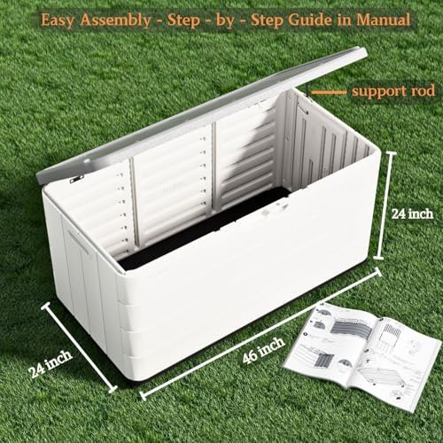 zzm 110 gallon outdoor deck box with wheels, side view