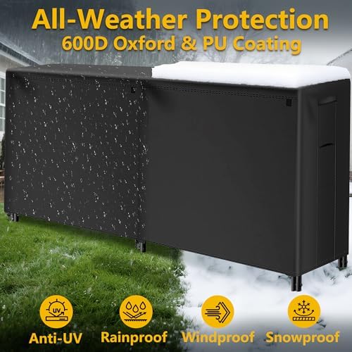 amagabeli 6ft firewood rack outdoor with cover heavy-duty, side view