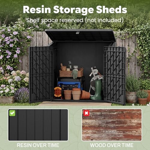 lhbcraft outdoor storage cabinet 36 cu ft, portable, side view