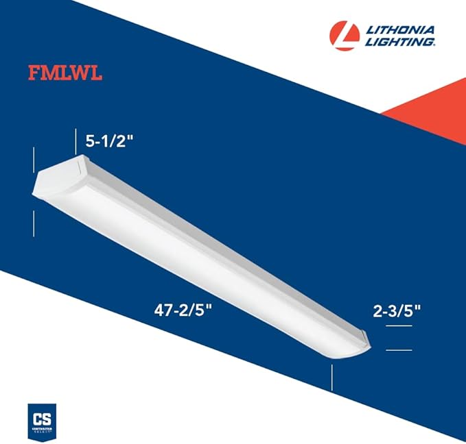 Lithonia Lighting 4 Foot LED Light Fixture, Low-Profile LED Wraparound Flush - Image 5