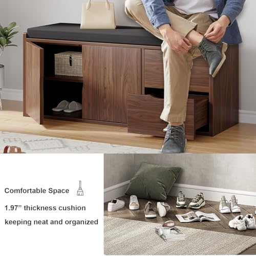 lvb 40” entryway bench with padded seat cushion, package contents