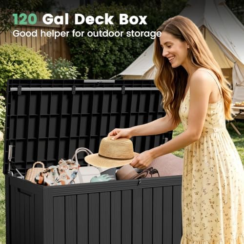 120 gallon outdoor storage box waterproof lockable resin, close-up detail