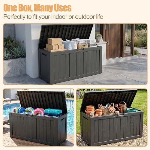 outdoor storage box, side view