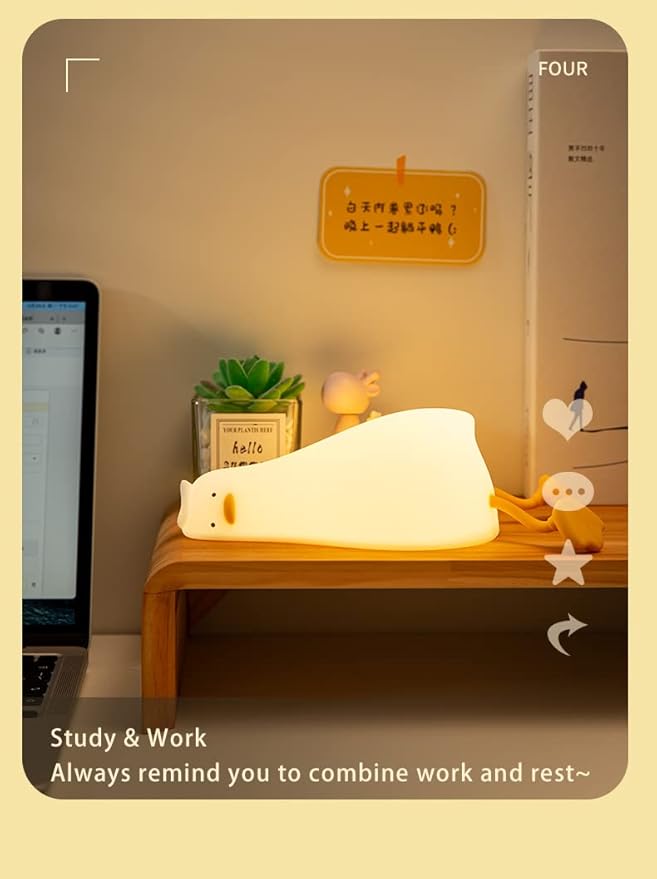 ATSUI Duck Night Light, LED Squishy Novelty Animal Night Lamp, Food Grade - Image 3