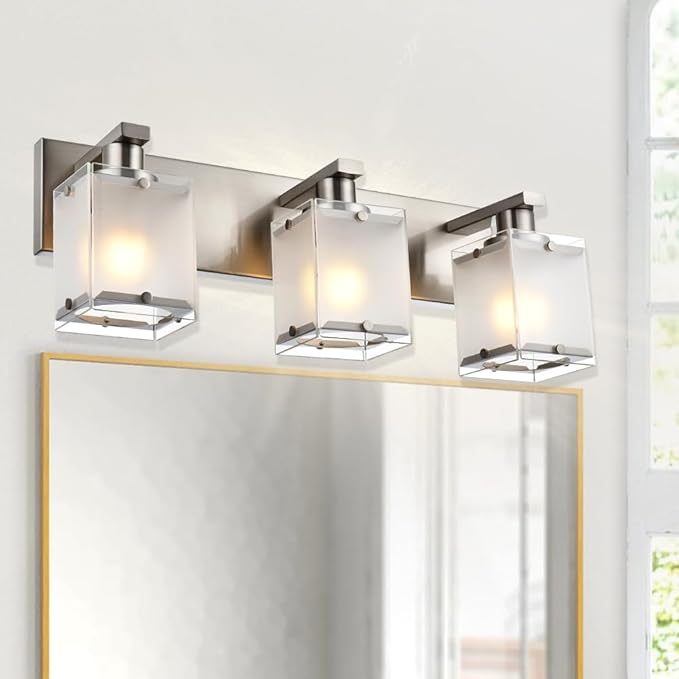 WINSHEN Modern 3-Lights Brushed Nickel Vanity Lights, Bathroom Light Fixture - Image 2