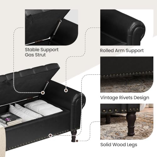 youdenova 60” ottoman with storage, upholstered storage ottoman, package contents