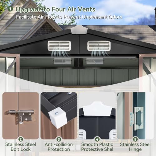 aoxun 6x4 ft shed outdoor storage shed with, package contents
