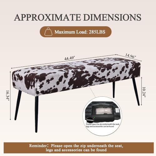 duhome velvet bench ottoman, upholstered bedroom benches cow shown in use