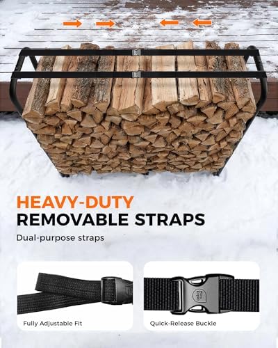 5ft firewood log rack with cover outdoor, heavy, close-up detail