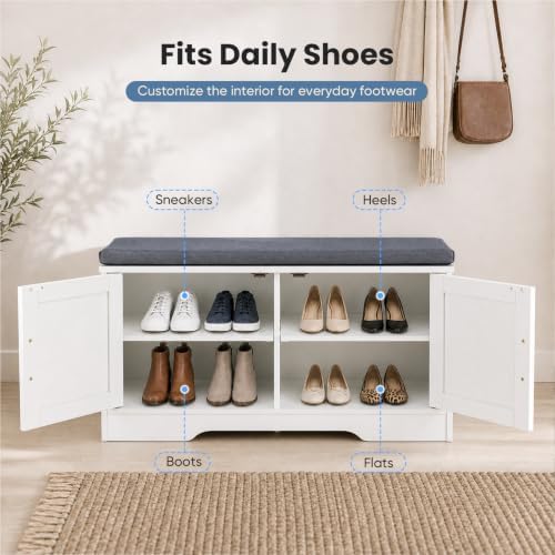 newbulig shoe bench with storage for entryway, 27.6" showing dimensions