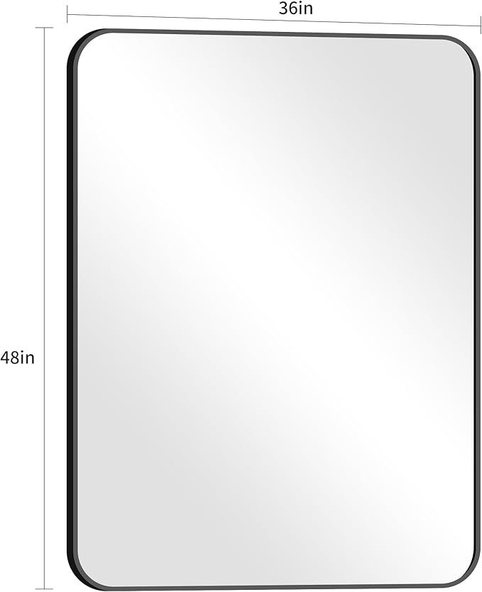 FORBATH Large Bathroom Mirror 48 x 36 Inches，Black Large Wall Mirror Aluminum - Image 8