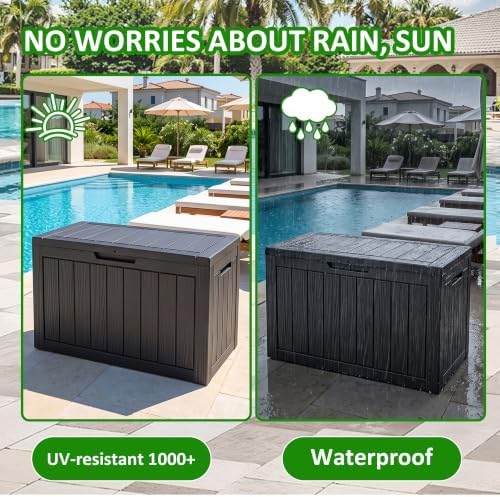 easyup 50 gallon outdoor storage box waterproof lockable, side view