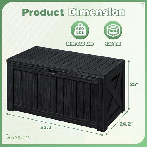 greesum outdoor storage box 120 gallon storage bin, side view