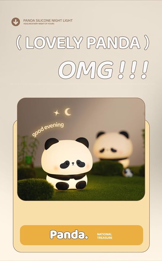 ATSUI Cute Panda Night Light, LED Squishy Novelty Animal Night Lamp, Food Grade - Image 8