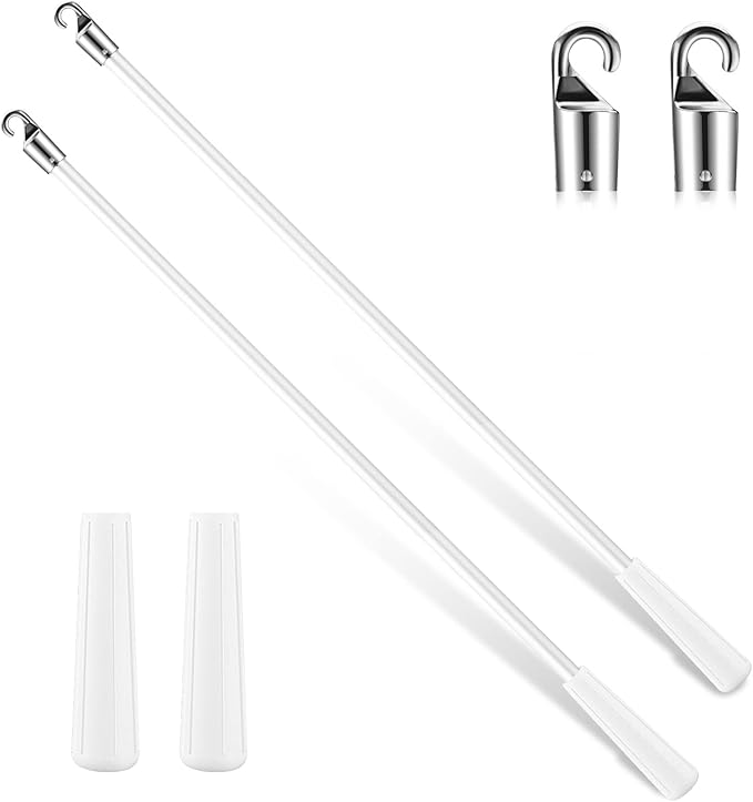 Bokon 2 Pieces White Fiberglass Blind Wand Vertical Blinds Stick Replacement by Bokon