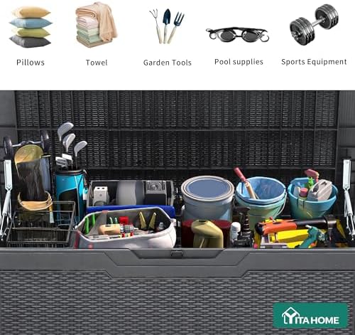 yitahome 100 gallon outdoor storage box, side view