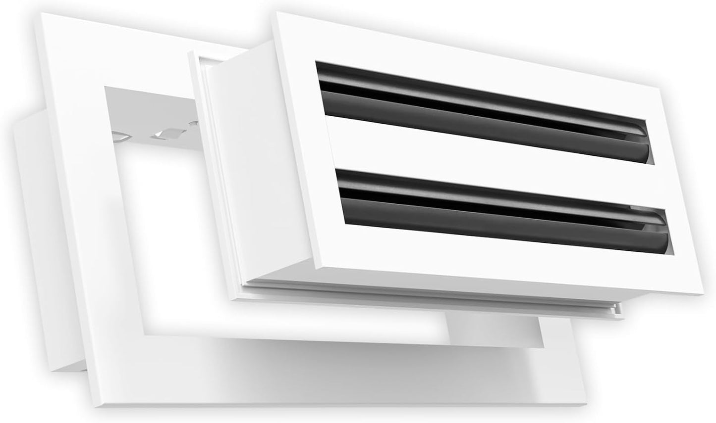 QuietCool 10x4 Modern Design AC Grille - Aluminum White - Air Vent - Linear Slot Diffuser - Register Grille for Heating and Cooling - Compatible with Ceiling, Wall, or Floor Registers
