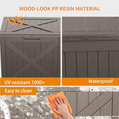 32 gal lockable outdoor storage box waterproof uv-resistant, close-up detail