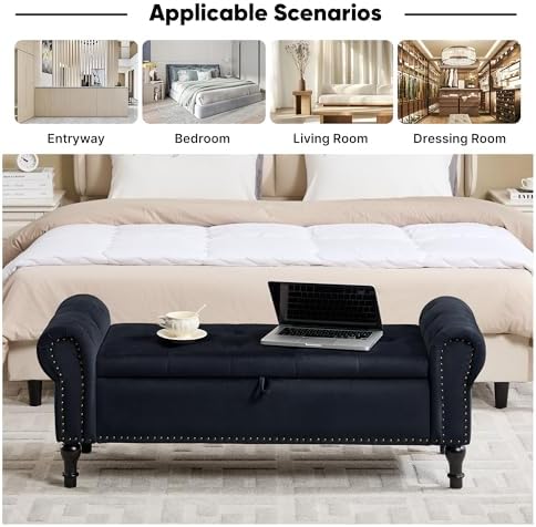 storage bench for bedroom, 51" upholstered end of, package contents