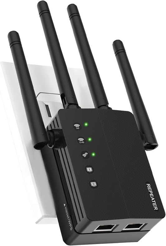 WiFi Extender Signal Booster, 1200Mbps WiFi Booster, Long Range up to 12880 Sq by GEYILO