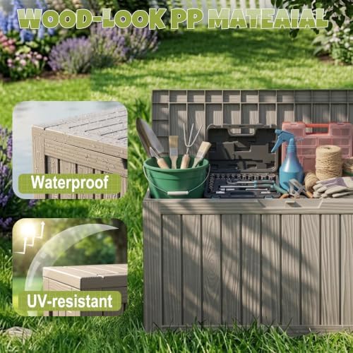 145 gallon outdoor storage box waterproof deck box, package contents