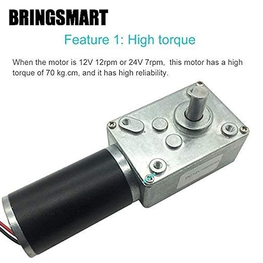 BRINGSMART A58SW31ZY 24V 27rpm DC Worm Gear Motor 60kg.cm Self-Locking Reversed - Image 3