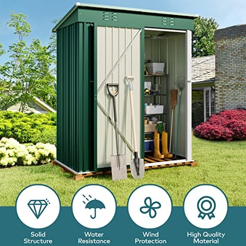 gizoon 5x3 ft outdoor shed, galvanized metal shed, close-up detail