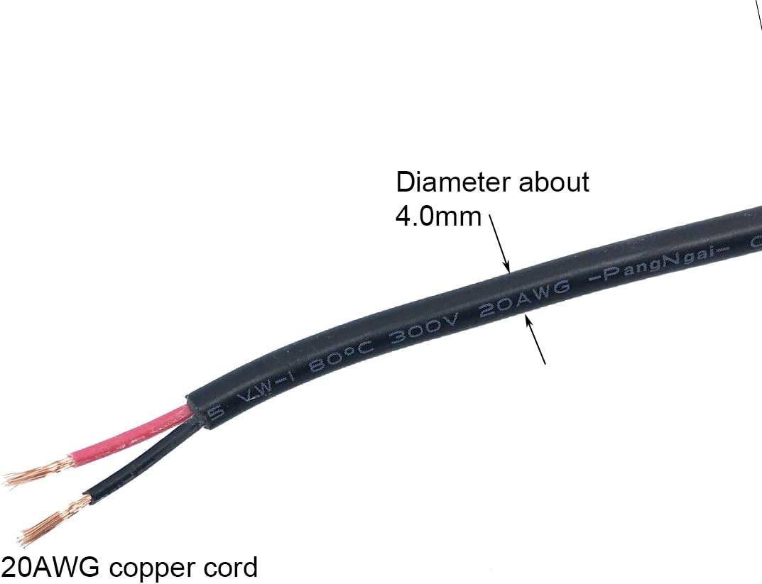 Extension Cable 20 awg 3.3 ft, Designed for Litever LL-008 Series Under Cabinet Lights. 5.5mm x 2.1mm Plugs, Male to Female, for 5~24VDC LED Light Strips, CCTV; for Maximum 3A or Less