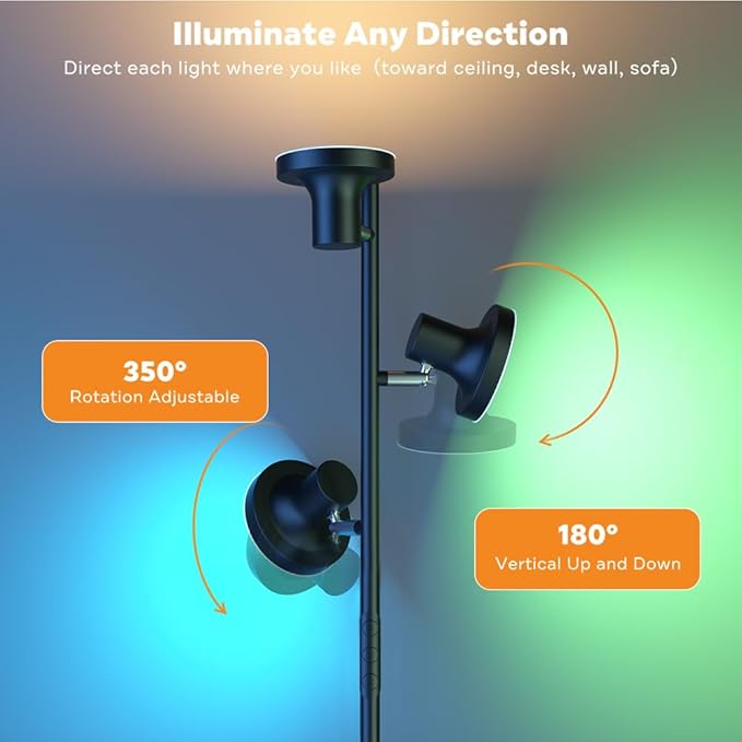 SIBRILLE RGB Floor Lamp, 36W Bright LED Standing Lamp - Image 4