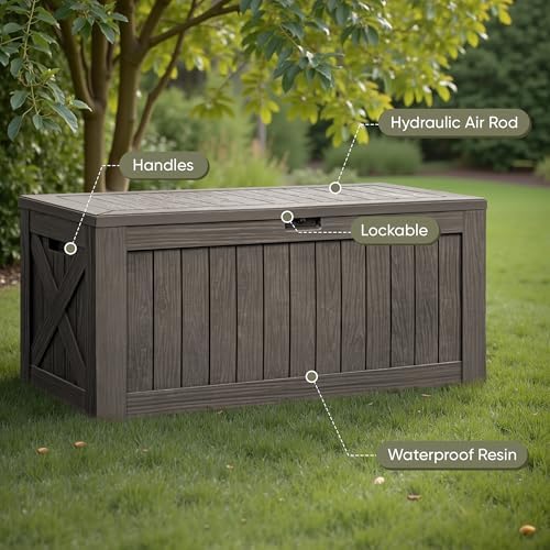flamaker internal 120 gallon deck box waterproof, large, side view