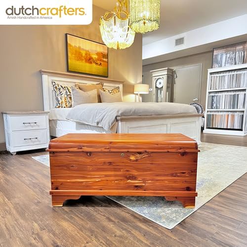 dutchcrafters cedar wood blanket storage for living room, front angle view