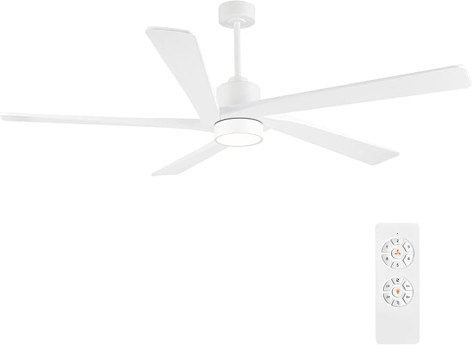 WINGBO 64" DC Ceiling Fan with Lights and Remote Control, 5 Carved Wood Blades by HomePage