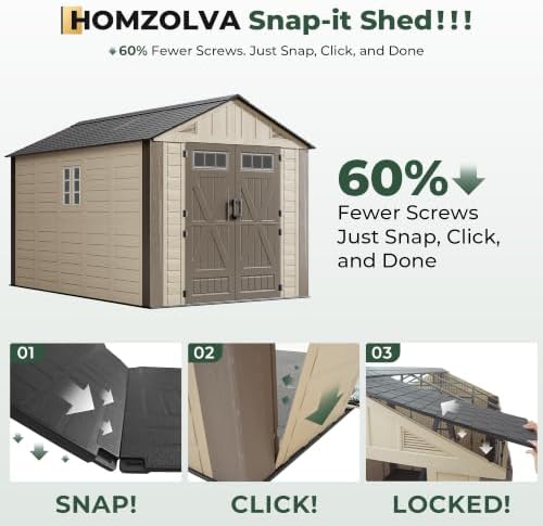 resin shed 8x12 ft outdoor storage shed with, side view