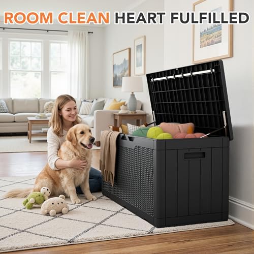 105 gallon deck box outdoor indoor waterproof storage, close-up detail
