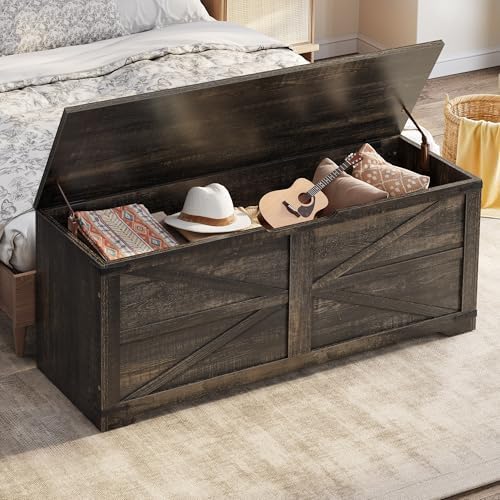 dwvo storage bench, 47.2" farmhouse storage chest with, close-up detail