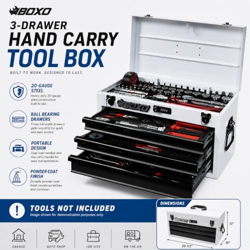 boxo usa 3-drawer hand carry toolbox – heavy shown in use