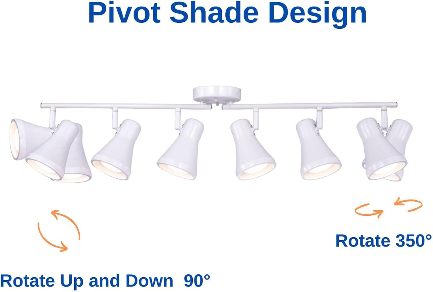 Foldable Track Lighting Fixtures, 6 Way Pivot Shade Ceiling LED Lights,Modern White Rotatable Bar Spotlight for Kitchen Island Hallway Dining Living Room Bedroom,E26 R20 Bulb Not Included