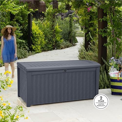 keter borneo outdoor storage deck box, 110 gallon, view 12